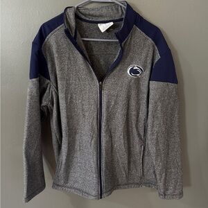 Penn State Nittany Lions Full Zip Fleece Jacket Men's Size Large Grey Blue Y2K